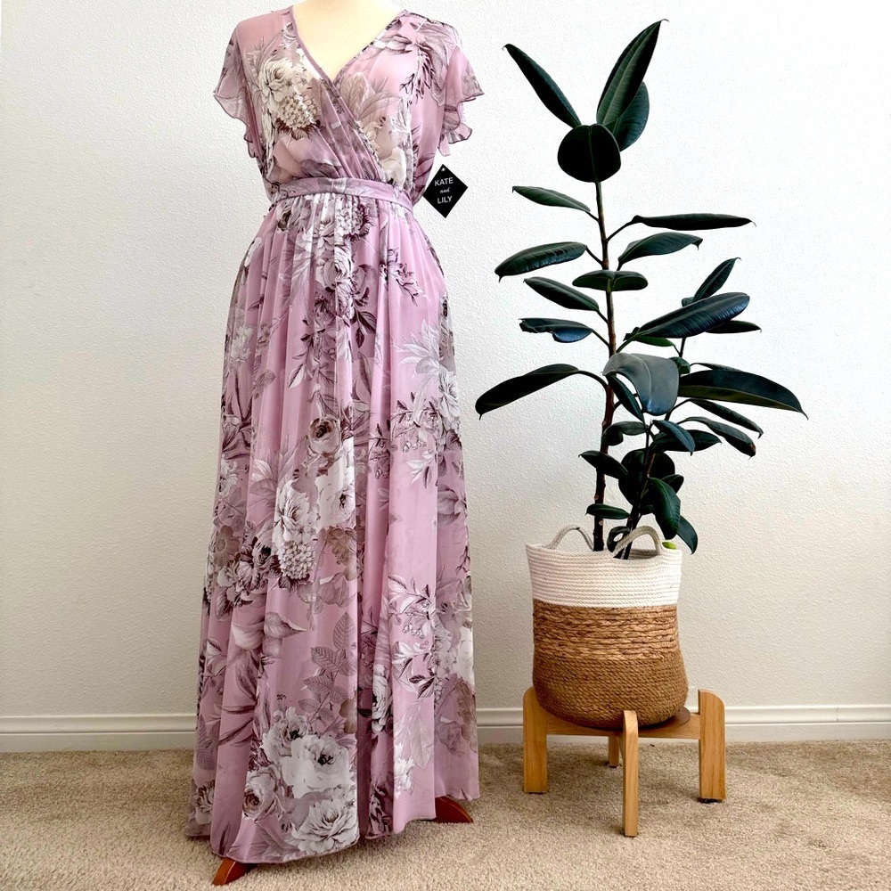 NEW! Kate and Lily pink floral maxi dress size 8
